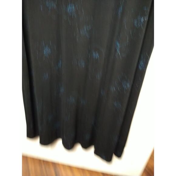 Los Angeles Woman 18 Maxi Dress Black Aqua Floral Short Sleeve Sheath Classy... - Picture 3 of 9